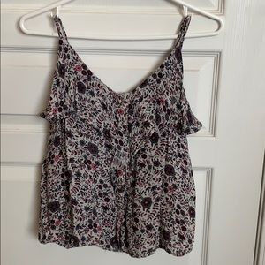 Flower printed tank top blouse